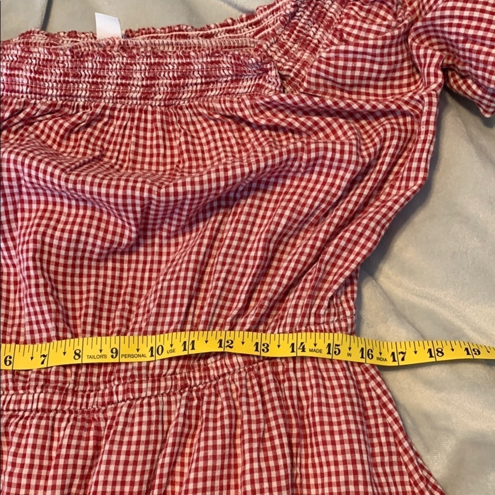 Old navy large Red Gingham Off-Shoulder Peasant tiered midi dress tomato girl 🍅 - Picture 4 of 7
